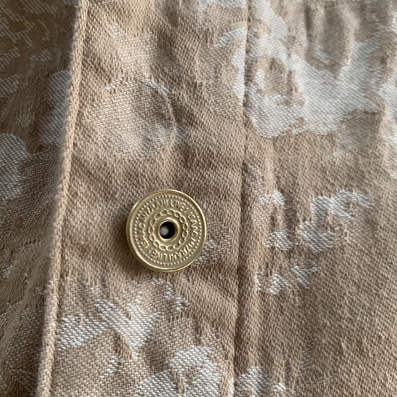 Isaac Mizrahi Live! Tan White Floral Cotton Blend Jacket Womens size 26 - Picture 10 of 10